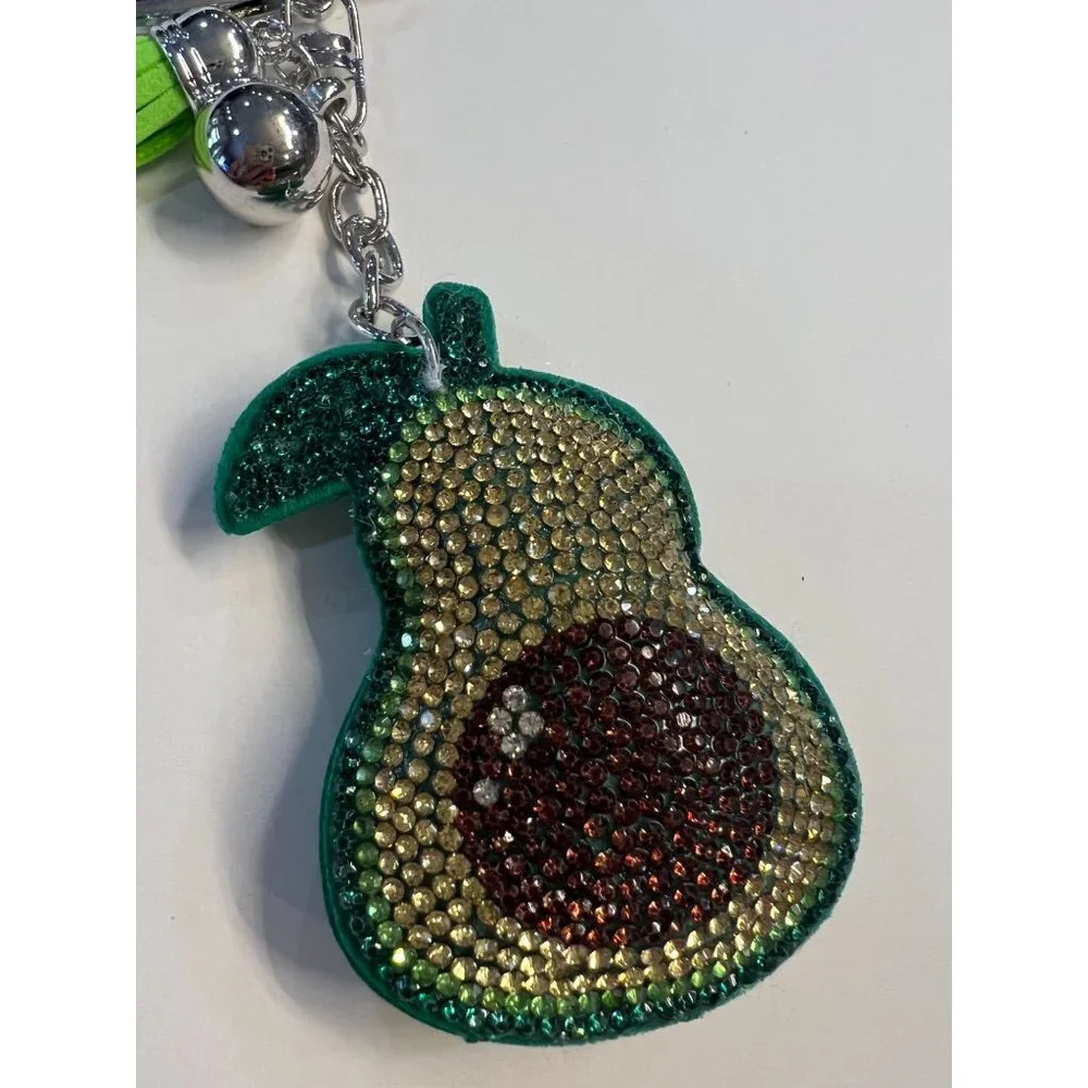 NWT Crystal Avenue Avacodo Rhinestone Puff‎ Keychain/ Bag Clip